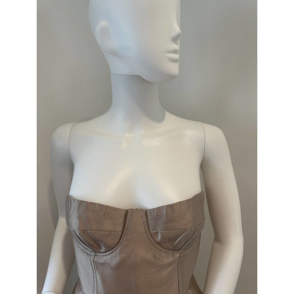 Jill Stuart Collection Dress Women's Beige Silk Bustier Cocktail Dress Size 6 - Picture 4 of 10